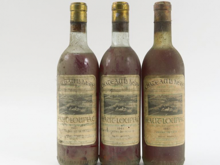 3 BOUTEILLES CHÂTEAU LA NÈRE 'CRÈME DE TÊTE' LOUPIAC - 1961 - 1 BG/1 H