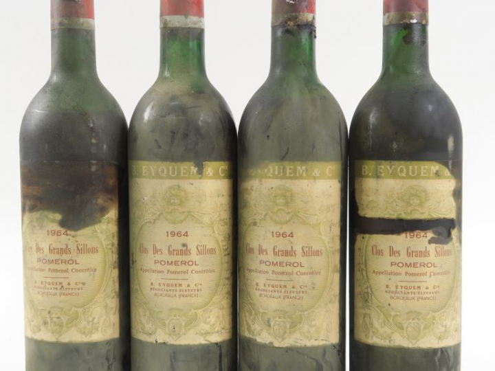 4 BOUTEILLES CLOS DES GRANDS SILLONS B. EYQUEM - 1964 - 1 HEP/2 MEP/1 