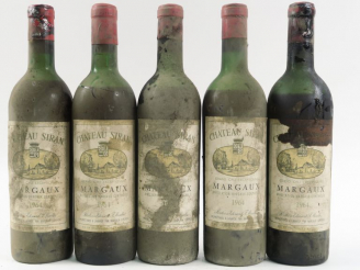 Vente aux enchères 5 BOUTEILLES CHÂTEAU SIRAN MARGAUX - 1964 - 1 MEP/4 BEP/BS