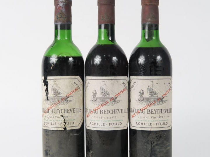 3 BOUTEILLES CHÂTEAU BEYCHEVELLE GCC ST JULIEN - 1970 - 1 HEP/1 MEP/1 