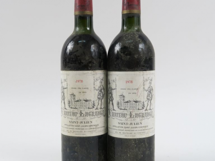2 BOUTEILLES CHÂTEAU LAGRANGE GCG ST JULIEN - 1978 - 1 BG/1 LB