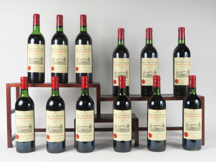 12 BOUTEILLES CHÂTEAU GRAND CORBIN DESPAGNE GC ST EMILION - 1982 - CBO
