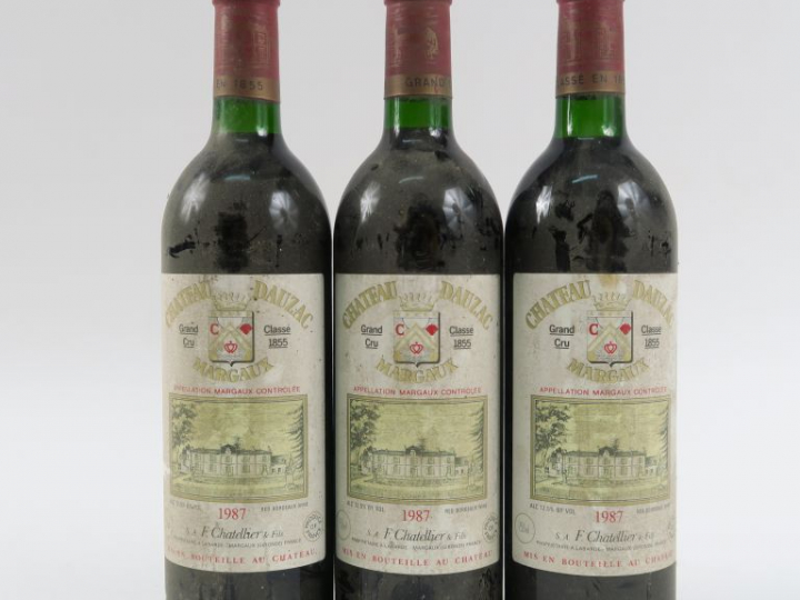 3 BOUTEILLES CHÂTEAU DAUZAC GCC MARGAUX - 1987 - BG