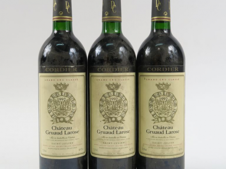 3 BOUTEILLES CHÂTEAU GRUAUD LAROSE GCC ST JULIEN - 1992 - 2 BG+/1 BG