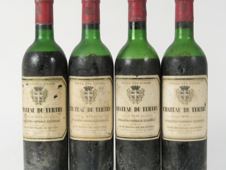 4 BOUTEILLES CHÂTEAU DU TERTRE GCC MARGAUX : 2 de 1970 MEP - 2 de 1972