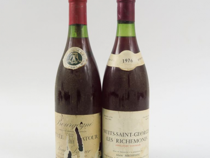 2 BOUTEILLES : 1 NUITS ST GEORGES 'LES RICHEMONES' MICHELOT 1976 2.5 C