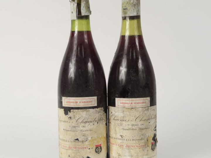 2 BOUTEILLES CHARMES CHAMBERTIN GC GUY JEUNEMAITRE - 1 à 2 CM/1 à 2,5 