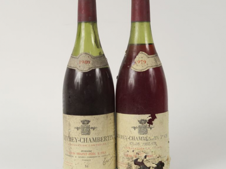 2 BOUTEILLES LOUIS TRAPET : 1 GEVREY CHAMBERTIN 1980 7 CM - 1 GEVREY C