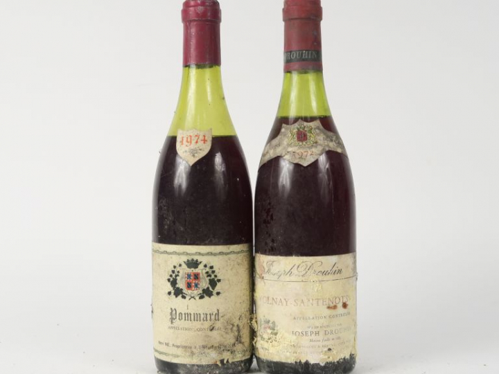 2 BOUTEILLES : 1 VOLNAY SANTENOTS J. DROUHIN 1972 4 CM/EA - 1 POMMARD 