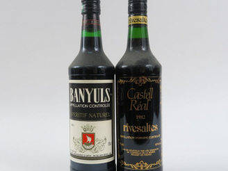 Vente aux enchères 2 BOUTEILLES VINS DOUX NATURELS : 1 RIVESALTES CASTELL REAL 1982 - 1 B