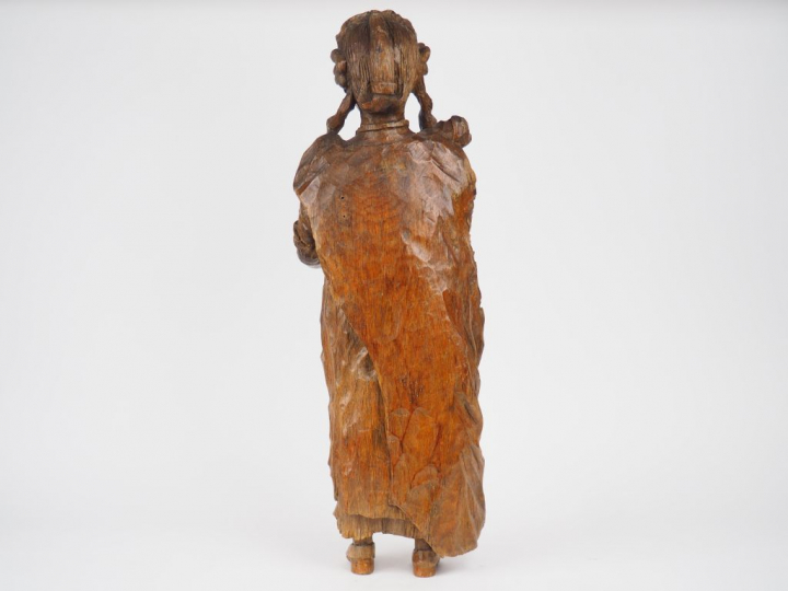 Sculpture XVIIème en chêne sculpté « Jeune femme » H. 73 cm  (manques 