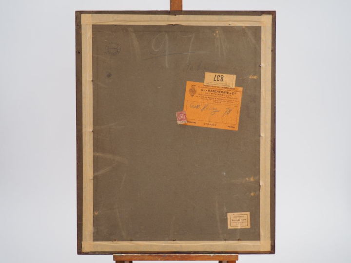 Henry CROS (atttribué à) "Profil de jeune femme au collier".  Aquarell