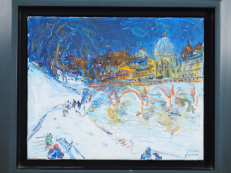 Vente aux enchères FUSARO. "Paris, les bords de Seine". Huile sur toile, signée en bas à 