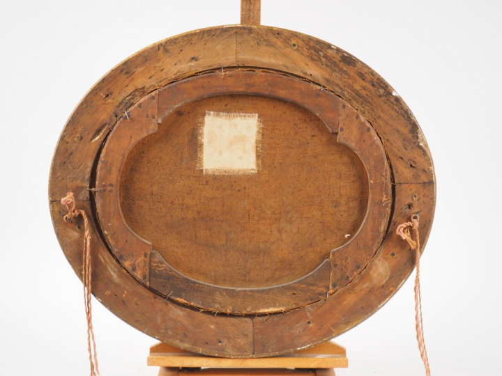 ROUGEMONT. "Paysage de montagne animé".  Huile sur toile signée en bas