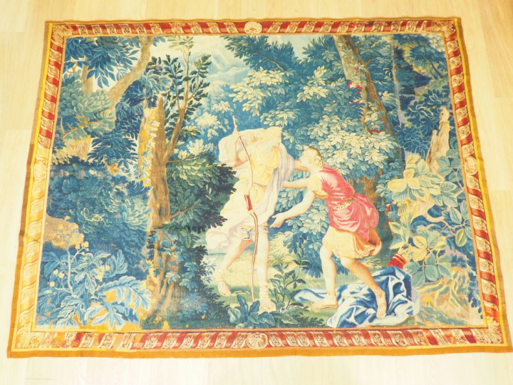 Fragment de tapisserie XVIIème "Allégorie de Diane chasseresse". Dim. 