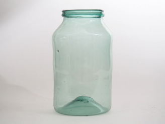 Vente aux enchères Grand bocal à conserve XVIIIème XIXème en verre soufflé. H. 37 cm