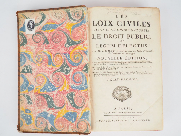 DOMAT. Les loix civiles dans leur ordre naturel. Le Droit public et Le