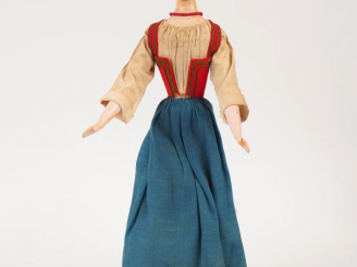 Vente aux enchères Poupée milieu du 19e en papier mâché. Tête buste provenant certainemen