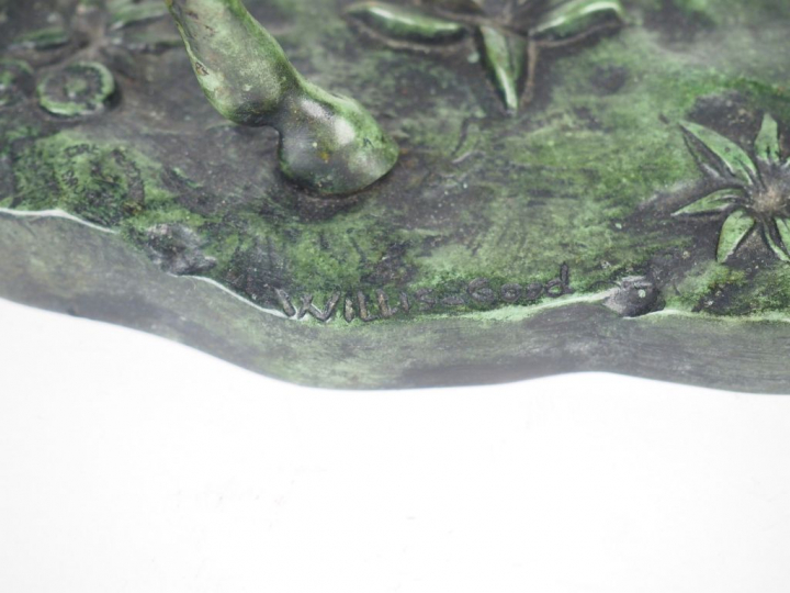 WILLIS-GOOD. "Pur-sang". Sculpture en bronze à patine verte. Signée. H