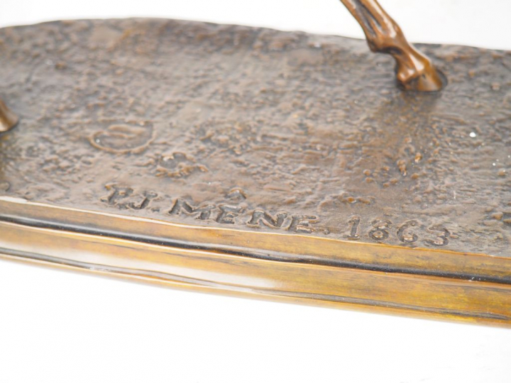 PIERRE JULES MENE (d'après). "Le Jockey". Sculpture en bronze à patine