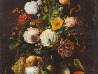 Vente aux enchères Ecole française fin XIXème - début XXème. "Nature morte aux tulipes, H