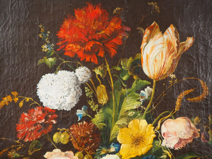 Ecole française fin XIXème - début XXème. "Nature morte aux tulipes, H