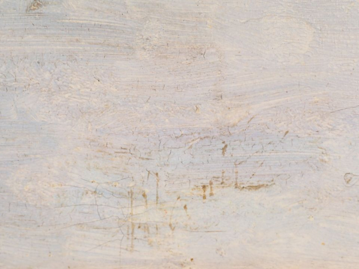 Ecole française début Xxème. "Bateaux dans le port". Huile sur isorel.