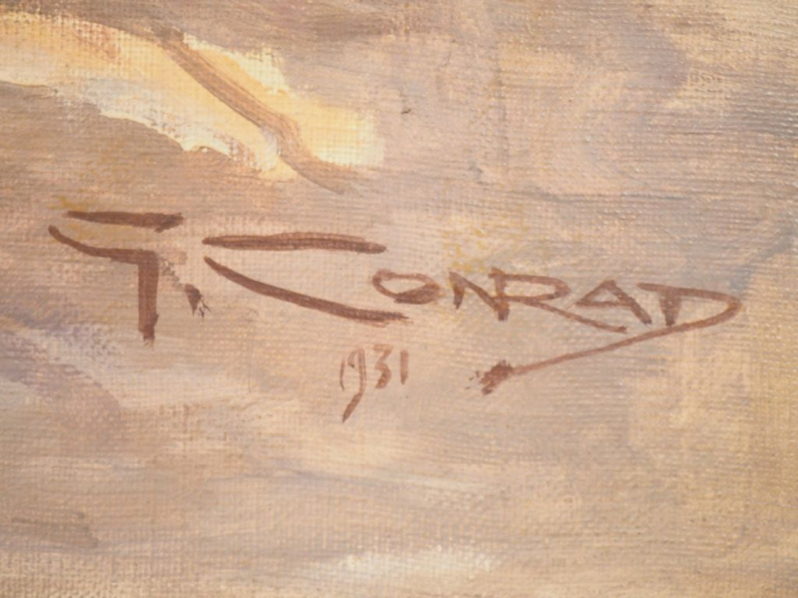 G. CONRAD. "Arrestation sous la révolution". Huile sur toile, signée e