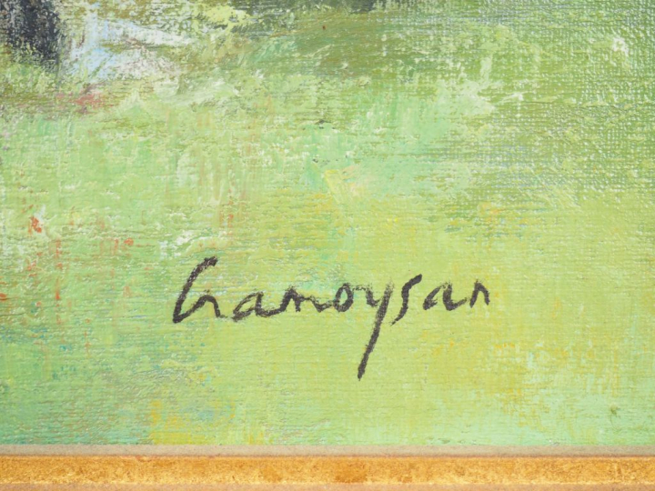 CRAMOYSAN. "Paysage d'hiver à Anceauneville, Normandie". Huile sur toi