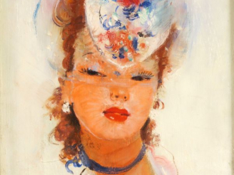 Vente aux enchères JEAN GABRIEL DOMERGUE. "L'ingénue". Huile sur panneau. Signée en bas à