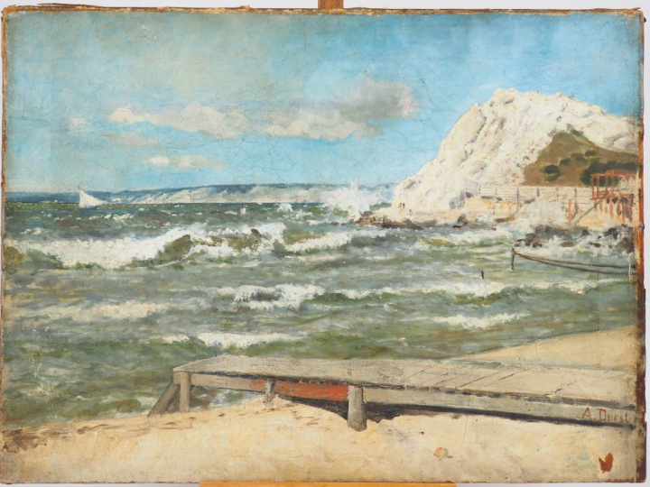 A. DURST. "Bord de mer". Huile sur toile signée en bas à droite. Dim :