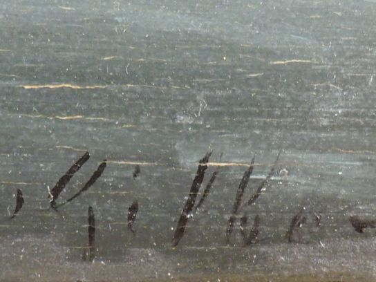 GILBERT. "Marine". Huile sur panneau. Signée en bas à droite. Dim : 17