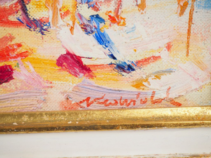 NEDVIDEK. "Le port de Collioure". Huile sur toile. Signée en bas à dro