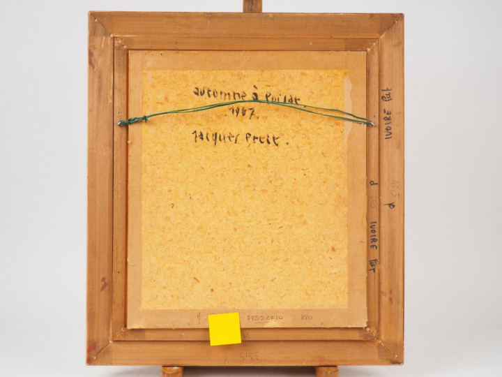 JACQUES PETIT. "Automne à Poisat". Huile sur panneau. Signée en bas à 