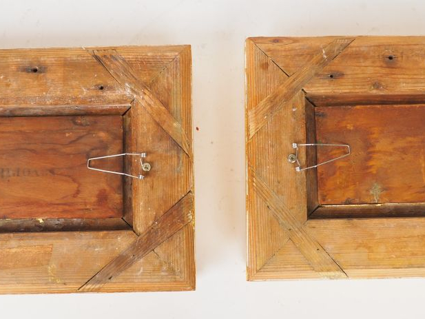 F. PIERDON. "Paysage lacustre" et "Les chaumières". Deux huiles sur pa