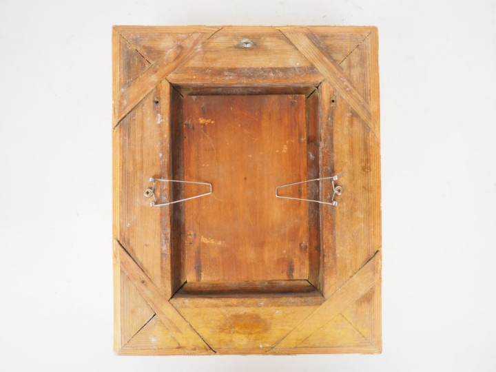 F. PIERDON. "Pêcheur près de l'étang". Huile  sur panneau dans un cadr