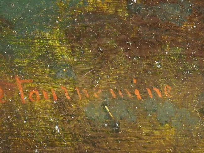 Charles de  TOURNEMINE. "Bergère et son troupeau au soleil couchant". 