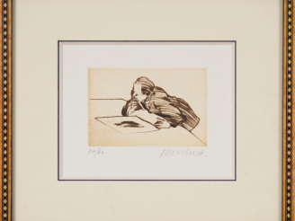 Vente aux enchères CLAUDE WEISBUCH. "Homme songeur". Lithographie numérotée 60/60. Signée