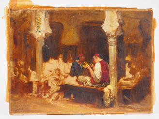 Vente aux enchères FELIX ZIEM (attribué à). "Les dinandiers" Huile sur papier marouflée s