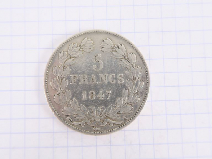  Louis-Philippe Ier, 5 francs, 1847 A, Paris. TB