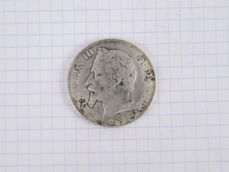 Vente aux enchères  Napoléon III, 5 francs, 1868 BB, Strasbourg. TB