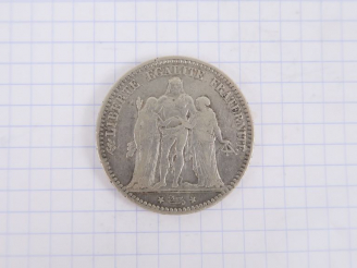 Vente aux enchères  5 francs Hercule, 1874 A, Paris. B.