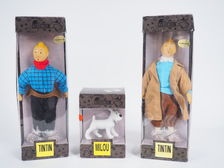 LOT 3 Poupées TINTIN (Amérique et reporter TBE) + Milou TBE, Taille 25
