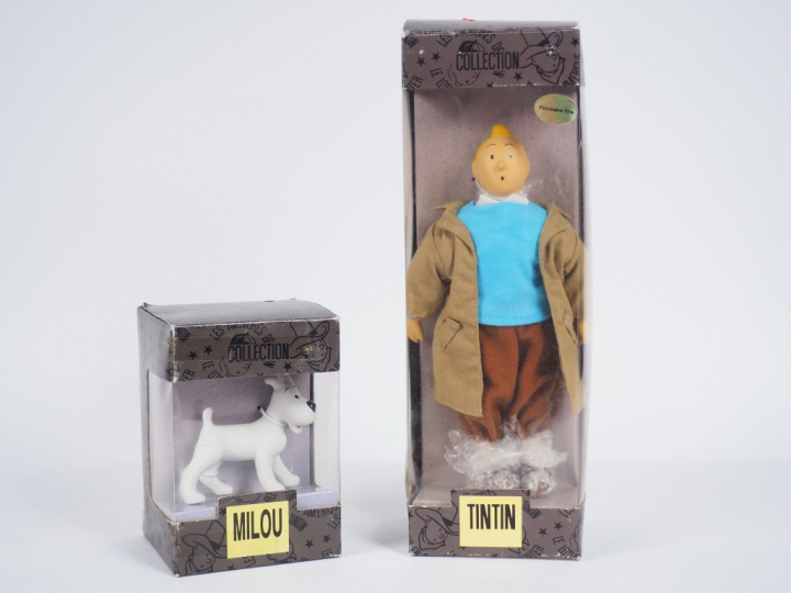 LOT 2 Poupées TINTIN (Reporter TBE) + Milou TBE Taille 25 cm, Boites f