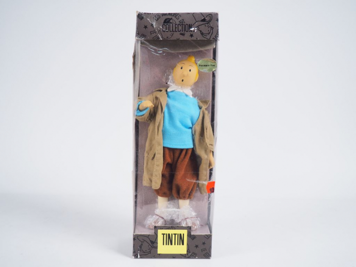 Poupée TINTIN REPORTER TBE Taille 25 cm, Boite frottée et abimée, Porc