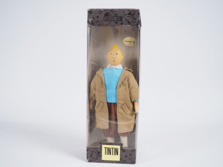 Poupée TINTIN REPORTER ME Taille 25 cm, Boite frottée et abimée, Porce