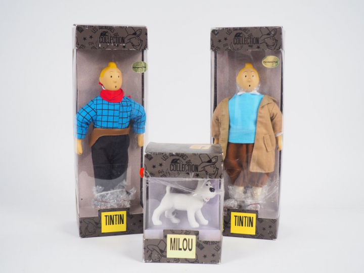 LOT 3 Poupées TINTIN (Amérique TTBE et reporter TTBE) + Milou TTBE Tai