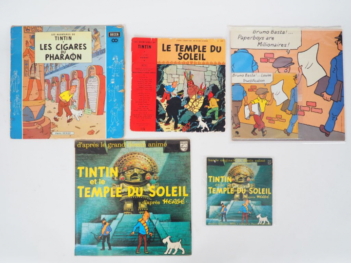 6 Disques dont Le temple du Soleil 1ere version 1969 33T + 45T TBE + L