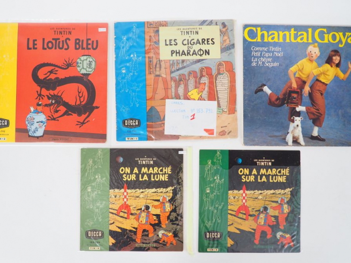 5 Disques 1957 DECCA (Lotus bleu TBE (petites marques sur le disque), 