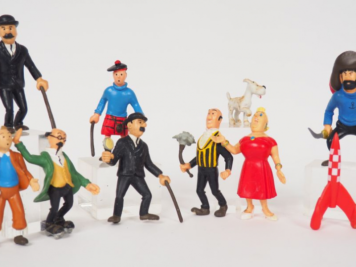 11 personnages PLASTOY 1994 série complète RARE TBE sauf Milou avec de